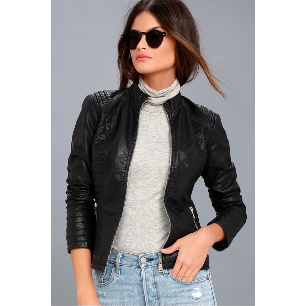 Brand New! Moto quilted (faux) leather jacket.